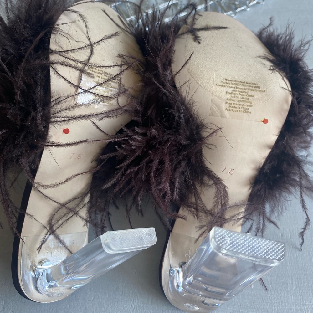 New BHLDN x Jeffrey Campbell Daisy Feather  Boa Heels size 7.5 - Picture 10 of 11